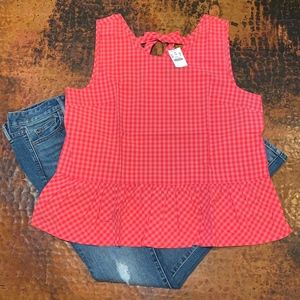 J. Crew Factory Printed Bow-Back Peplum Tank